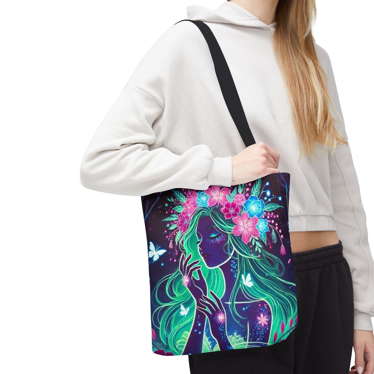 Enchanting Floral Goddess Tote Bag - Eco-Friendly Shopping Bag for Nature Lovers