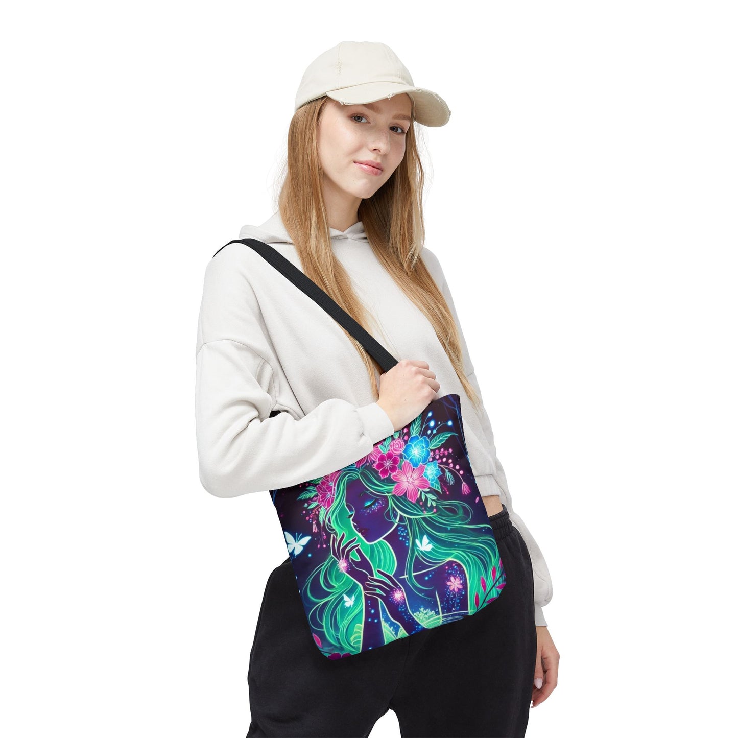 Enchanting Floral Goddess Tote Bag - Eco-Friendly Shopping Bag for Nature Lovers