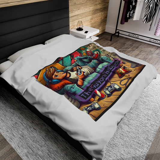 The Guy on the Couch Velveteen Plush Blanket - Cozy Gamer Throw for Relaxation and Gaming