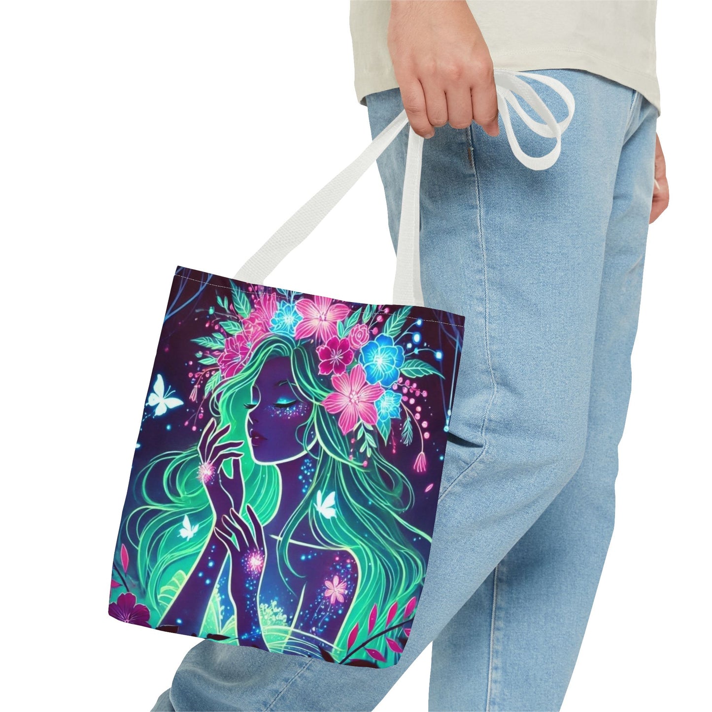 Enchanting Floral Goddess Tote Bag - Eco-Friendly Shopping Bag for Nature Lovers