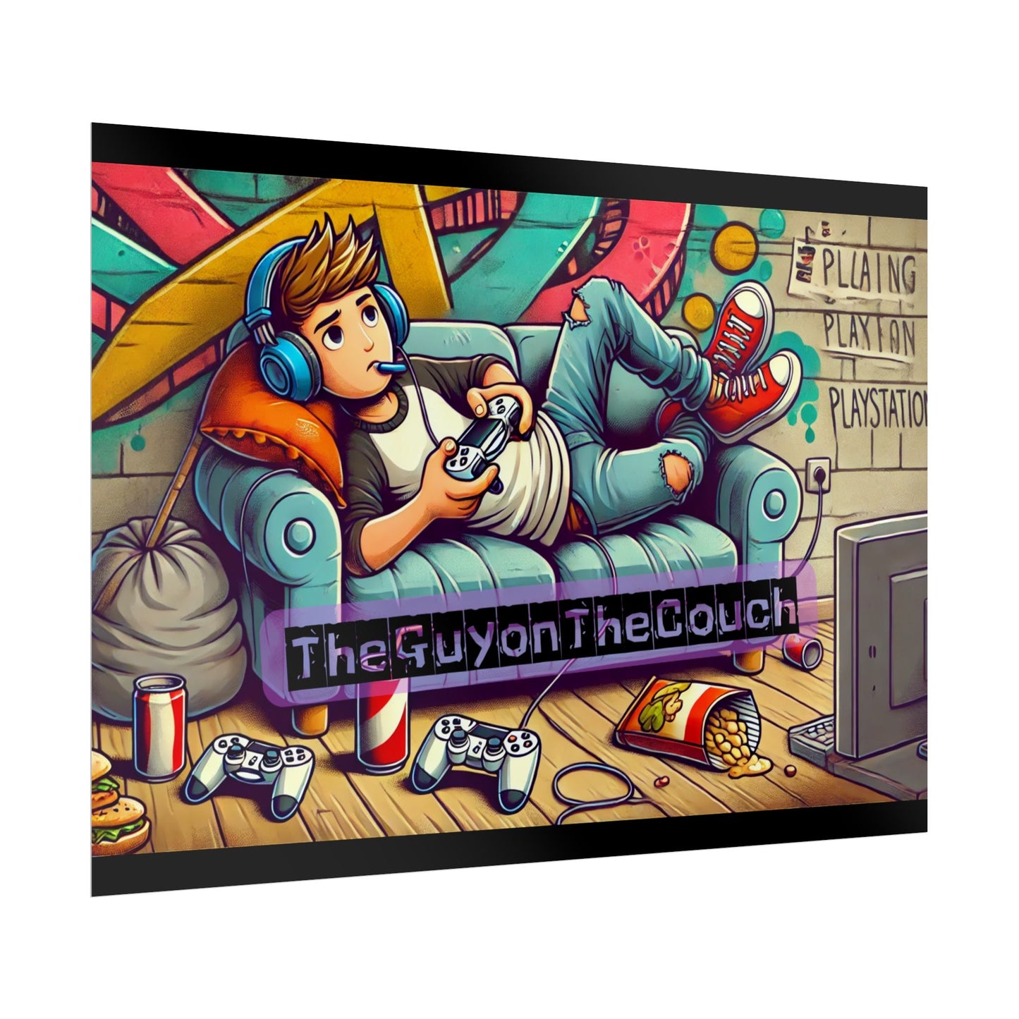 Gaming Vibe Rolled Poster – The Guy on the Couch – Perfect for Gamers & Gaming Rooms