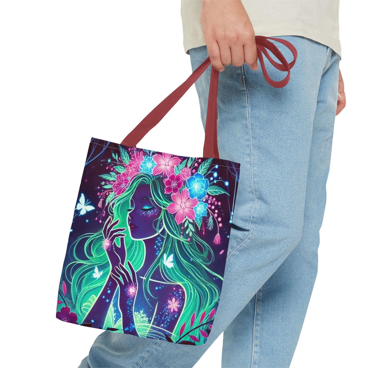 Enchanting Floral Goddess Tote Bag - Eco-Friendly Shopping Bag for Nature Lovers