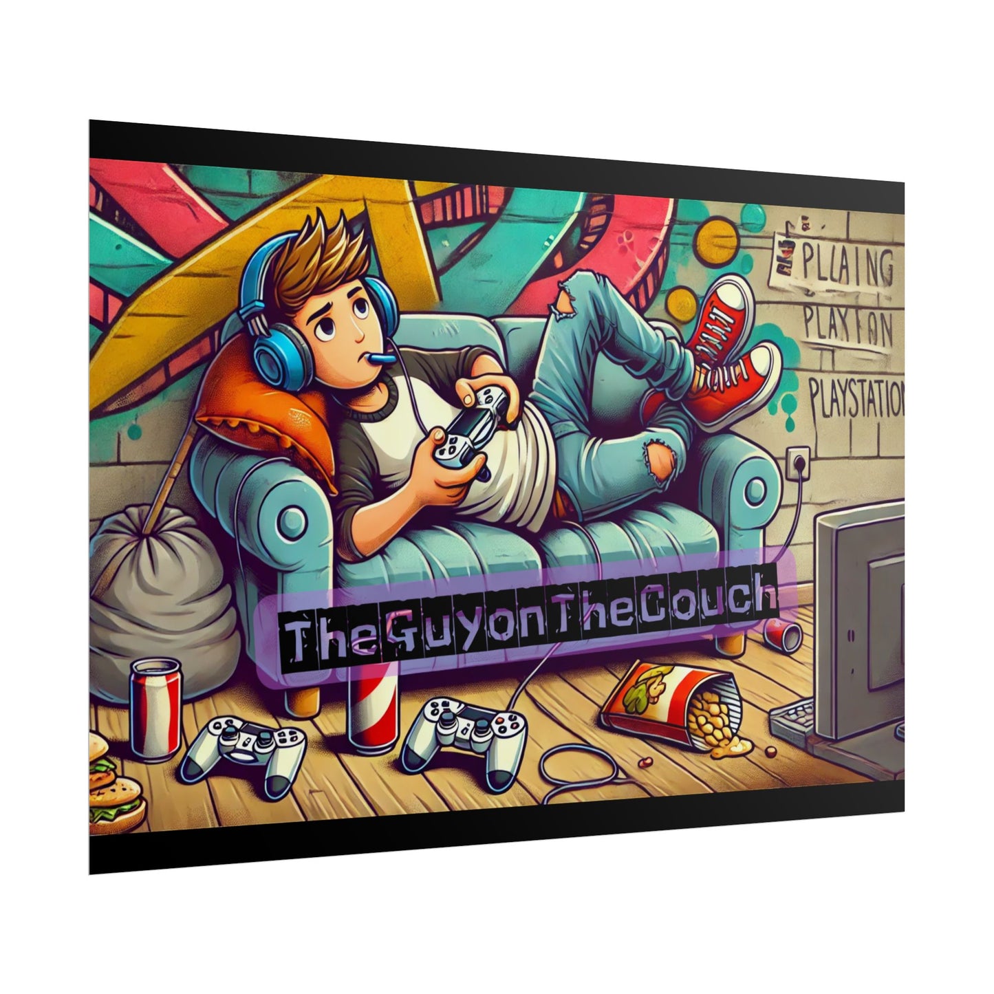 Gaming Vibe Rolled Poster – The Guy on the Couch – Perfect for Gamers & Gaming Rooms