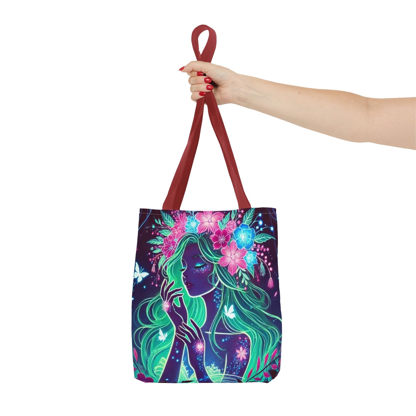 Enchanting Floral Goddess Tote Bag - Eco-Friendly Shopping Bag for Nature Lovers