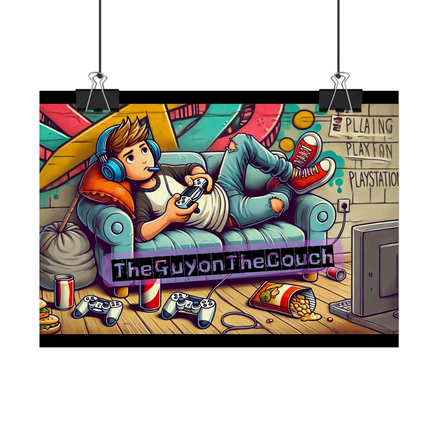 Gaming Vibe Rolled Poster – The Guy on the Couch – Perfect for Gamers & Gaming Rooms