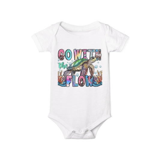 Go With The Flow Baby Bodysuit - Cute Infant Jersey One Piece for Ocean Lovers